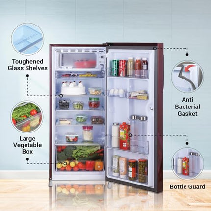 Haier 190L 3-Star Direct Cool Single Door Refrigerator (HED-203RD-P, Red Dahelia, 2024 Model) 