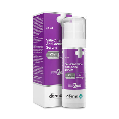 The Derma Co Sali-Cinamide Anti-Acne Face Serum I 2% Salicylic Acid & 5% Niacinamide I Fights Active Acne & Treats Acne Marks I Serum For Acne Prone & Oily Skin I Power Of 2 Actives - 30ml