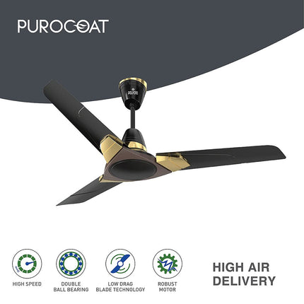 Polycab Aereo Plus Star Rated, 1200mm Ceiling Fan For Home | 100% Copper, High Speed & Air Delivery | Saves Up To 33% Electricity, Rust-Proof Aluminium Blades, 52 Watt | 3 Years Warranty【Lilac Silver】