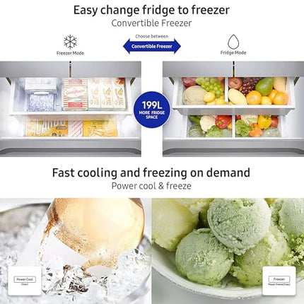 Samsung 550 L, Convertible, Digital Inverter, Frost Free French Door Refrigerator (RF57A5032S9/TL, Silver, Refined Inox) 