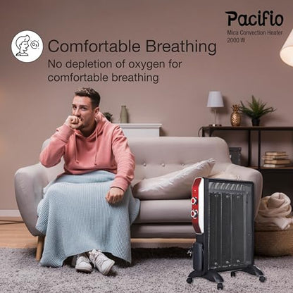 Havells Room Heater 2000Watt Pacifio Mica|Micathermic Technology for Rapid&Instant Heating|Silent Operation,Comfortable Breathing&Anti Dryness|2 Heat Setting|2 Year Warranty|Black&Rose Gold