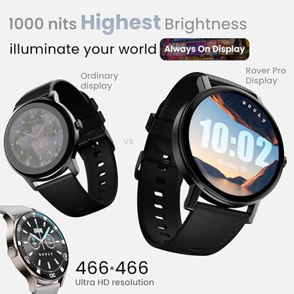 Boult Newly Launched Rover Pro Smart Watch 1.43'' AMOLED, Bluetooth Calling, IP68, Zinc Alloy Frame, 1000 Nits Brightness, AI Voice Assistant, SpO2 Monitoring, 120+ Sports Mode Smartwatch (Regal)