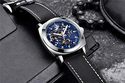 BENYAR Automatic Mechanical Skeleton Leather Strap Men's Watch