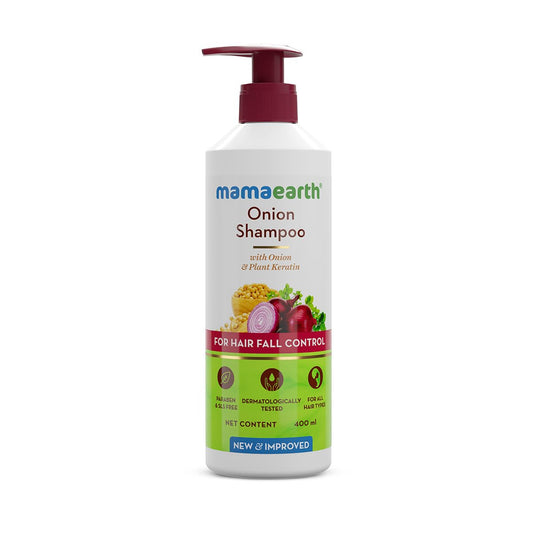 Mamaearth Onion Shampoo with Onion & Plant Keratin for Hair Fall Control | Reduces Hair Fall | Strengthens Hair | Softens Hair | 400 ml