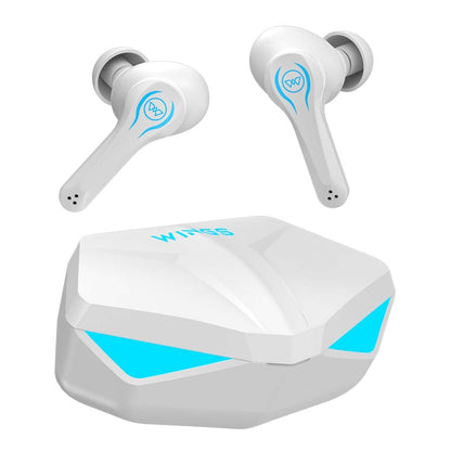 Wings Phantom Earphones Wireless Earbuds with 50ms Low Latency 40Hrs Playtime,LED Battery Indicator, MEMS Mic Bluetooth 5.3, IPX5 Resistant, for Best Calling TWS in Ear Headphones (White)