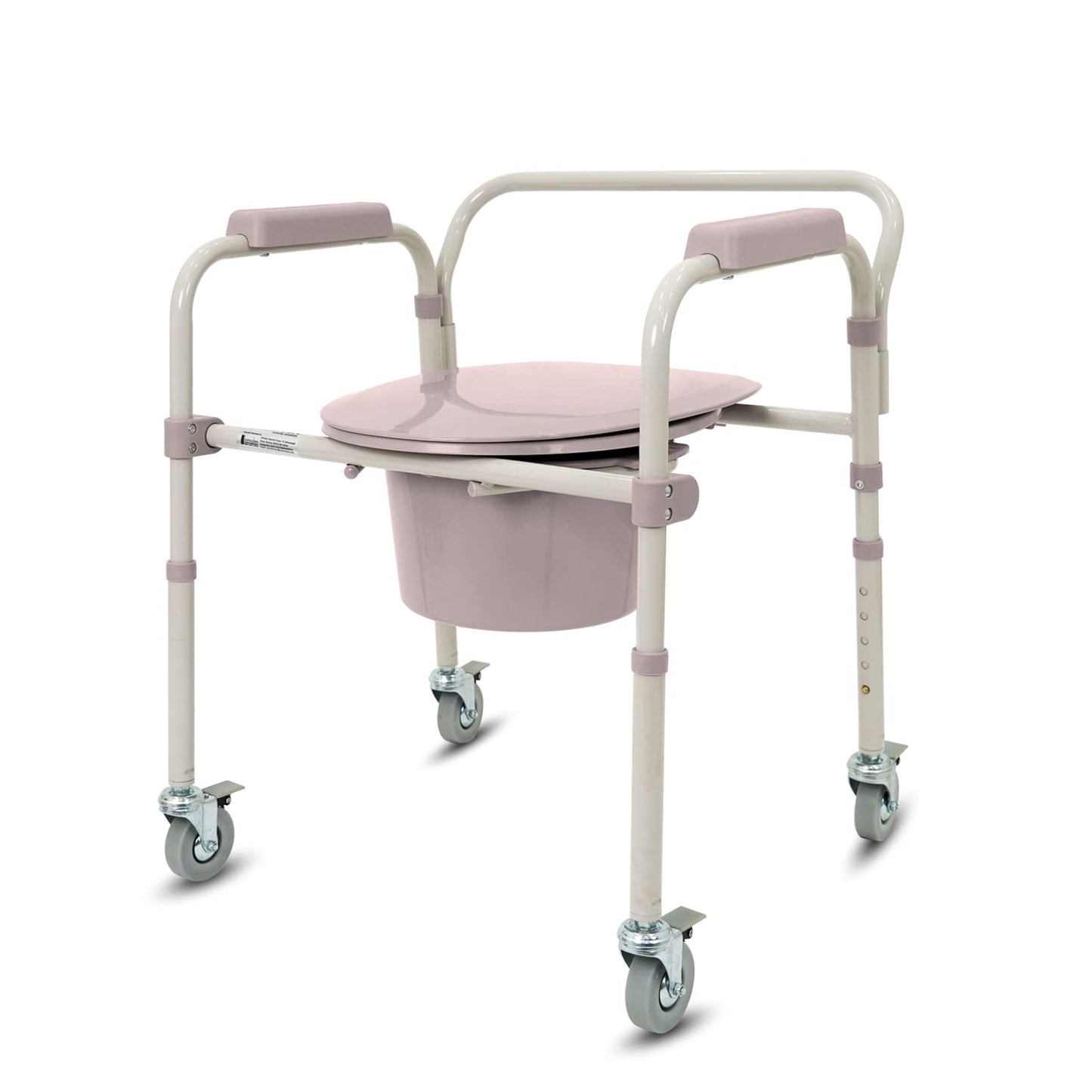 KosmoCare Folding Commode Chair with Large Bucket | 3-in-1 Usage - Bedside Commode, Raised Toilet Seat Riser, Safety rails | Portable Commode for adults & elderly |