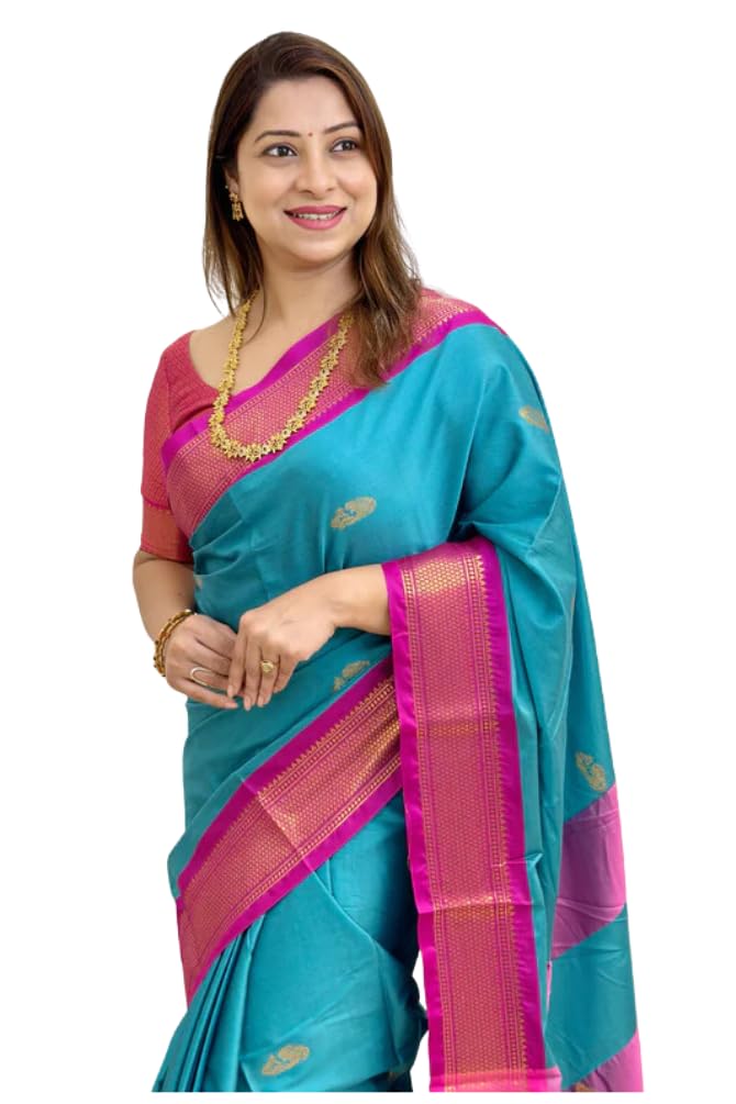 SGF11 Women's Kanjivaram Soft Lichi Silk Saree With Blouse Piece