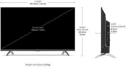 Acer 100 cm (40 inches) I Pro Series Full HD Smart LED Google TV AR40FDIGU2841AT (Black)