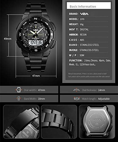 V2A Analogue - Digital Men's Watch (Black Dial Silver Colored Strap)