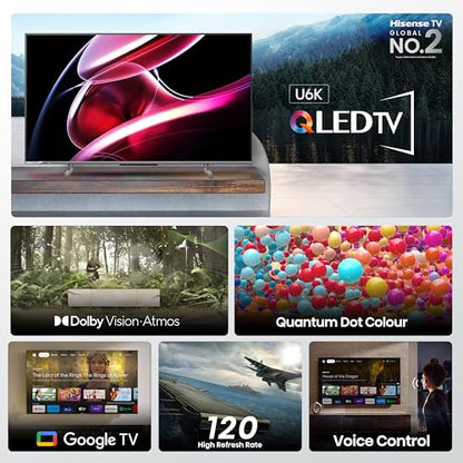 Hisense 139 cm (55 inches) E68N Series 4K Ultra HD Smart Google QLED TV 55E68N (Grey)