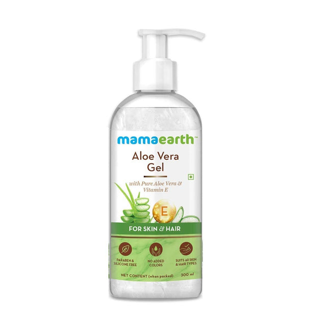 Mamaearth Aloe Vera Gel - 300ml | For Face, with Pure Aloe Vera & Vitamin E for Skin and Hair | All Skin Type