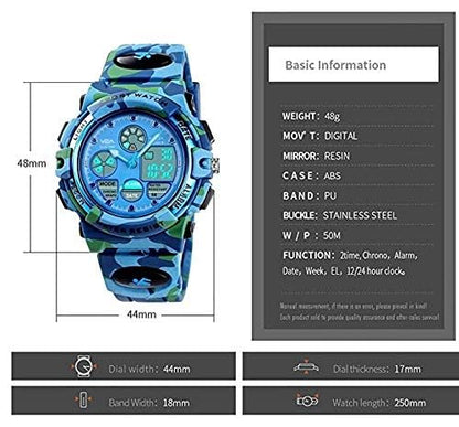 V2A Watch for Boys Age 7 and Above Analogue-Digital Shock Resistant Alarm Calender Water Proof Sports Watch for Boys Age 7 to 16 Years