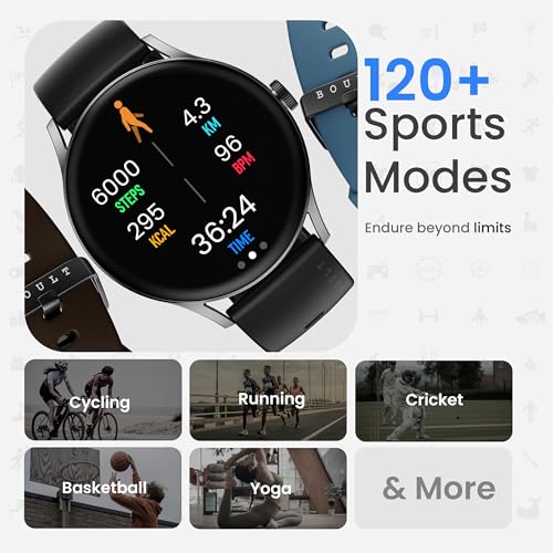 Boult Newly Launched Rover Pro Smart Watch 1.43'' AMOLED, Bluetooth Calling, IP68, Zinc Alloy Frame, 1000 Nits Brightness, AI Voice Assistant, SpO2 Monitoring, 120+ Sports Mode Smartwatch (Regal)