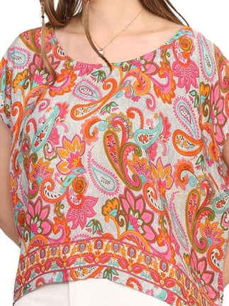 KE KANHA EXPORTS top Stylish Women Tops Multi-Neck Option-Round,v-Neck,Boat Neck Loose fit Variety of Sleeves Tops Boho Floral Western top fit to All Women Shape