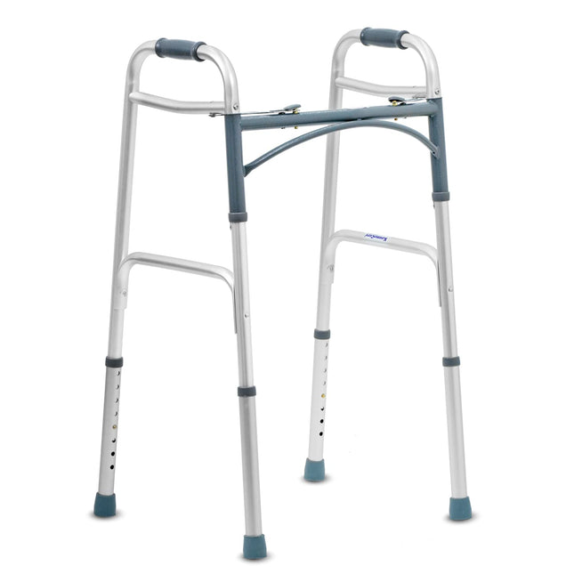 KosmoCare Premium Imported Light Weight Aluminum Height Adjustable Folding Walker 2 - Silver 