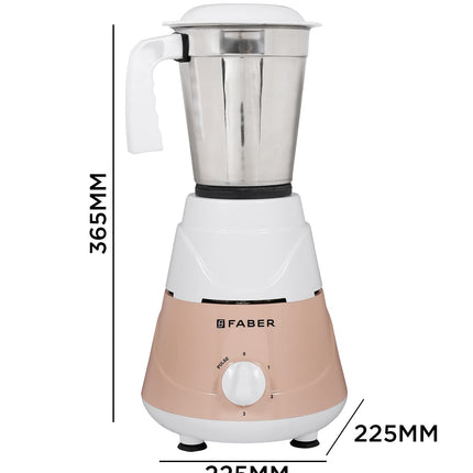 Faber Marvel 500W Blender Mixer Grinder, || Low-Noise, up to 18000 RPM Speed || 1 Year Comprehensive Warranty (FMG Marvel 500W 3J PW) Peach White