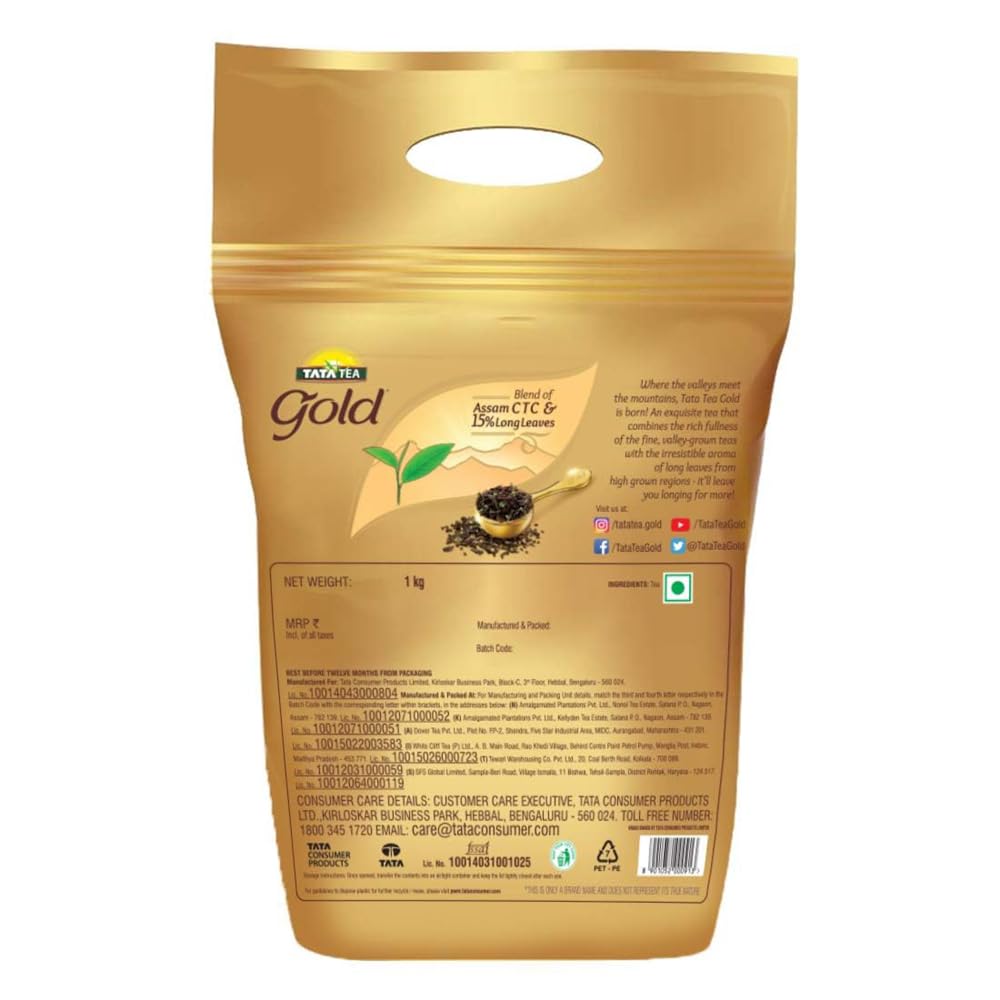 Tata Tea Gold Premium Assam Teas With Gently Rolled Aromatic Long Loose Leaves Rich & Aromatic Chai Black Tea 1 Kg