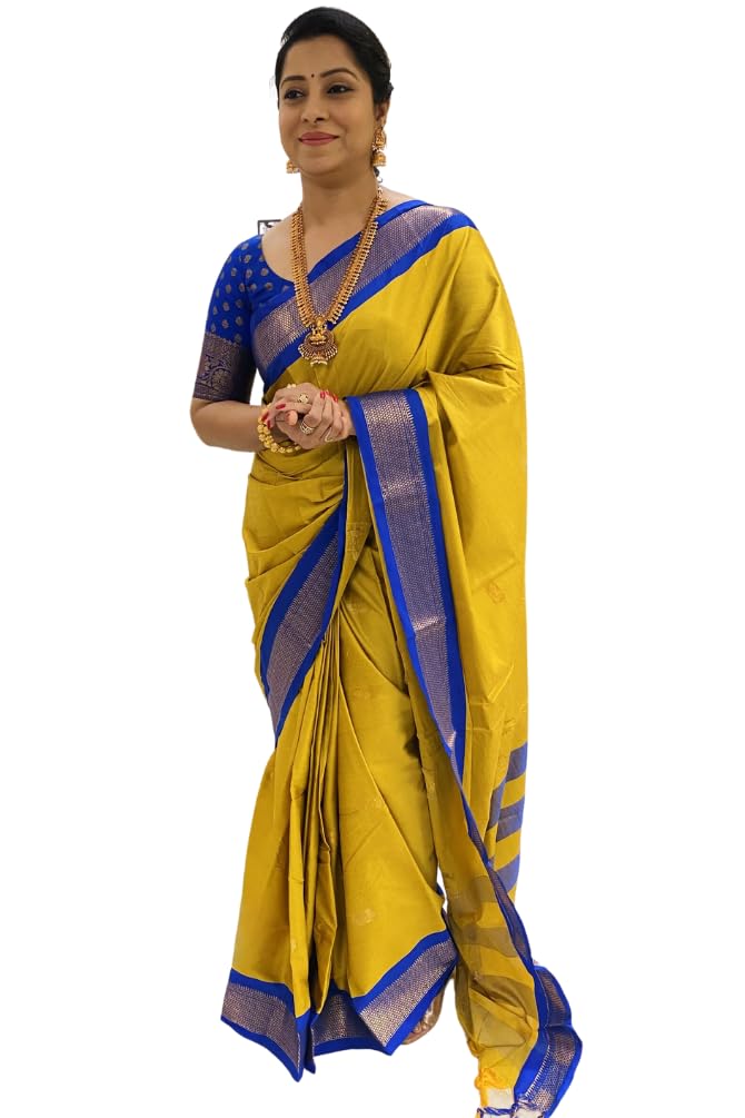 SGF11 Women's Kanjivaram Soft Lichi Silk Saree With Blouse Piece