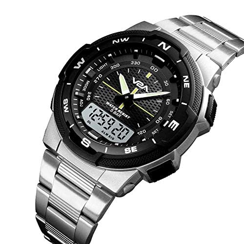 V2A Analogue - Digital Men's Watch (Black Dial Silver Colored Strap)