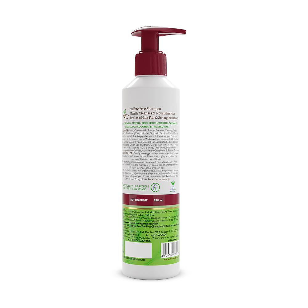 Mamaearth Onion Hair Fall Shampoo for Hair Growth & Hair Fall Control, with Onion Oil & Plant Keratin 250ml