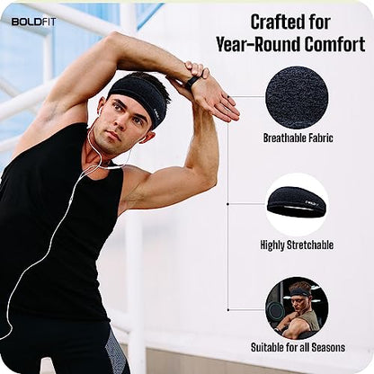 Boldfit Polyester Blend Head Band for Man Sports Head Bandana for Men & Women Gym Hair Band for Men Workout, Running Breathable, Non-Slip & Quick Drying Head Bands for Long Hair