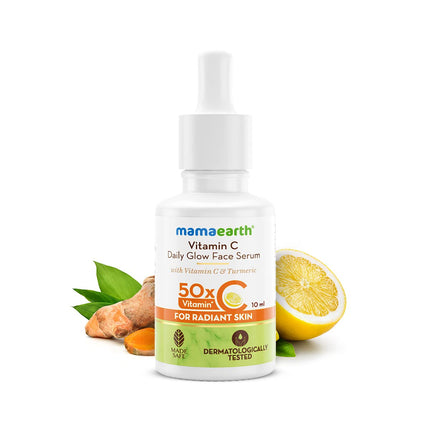 Mamaearth Vitamin C Daily Glow Face Serum for Men & Women - Vitamin C Serum for Glowing Skin, Oily Skin & Dark Spots, With 50x Vitamin C -30ml