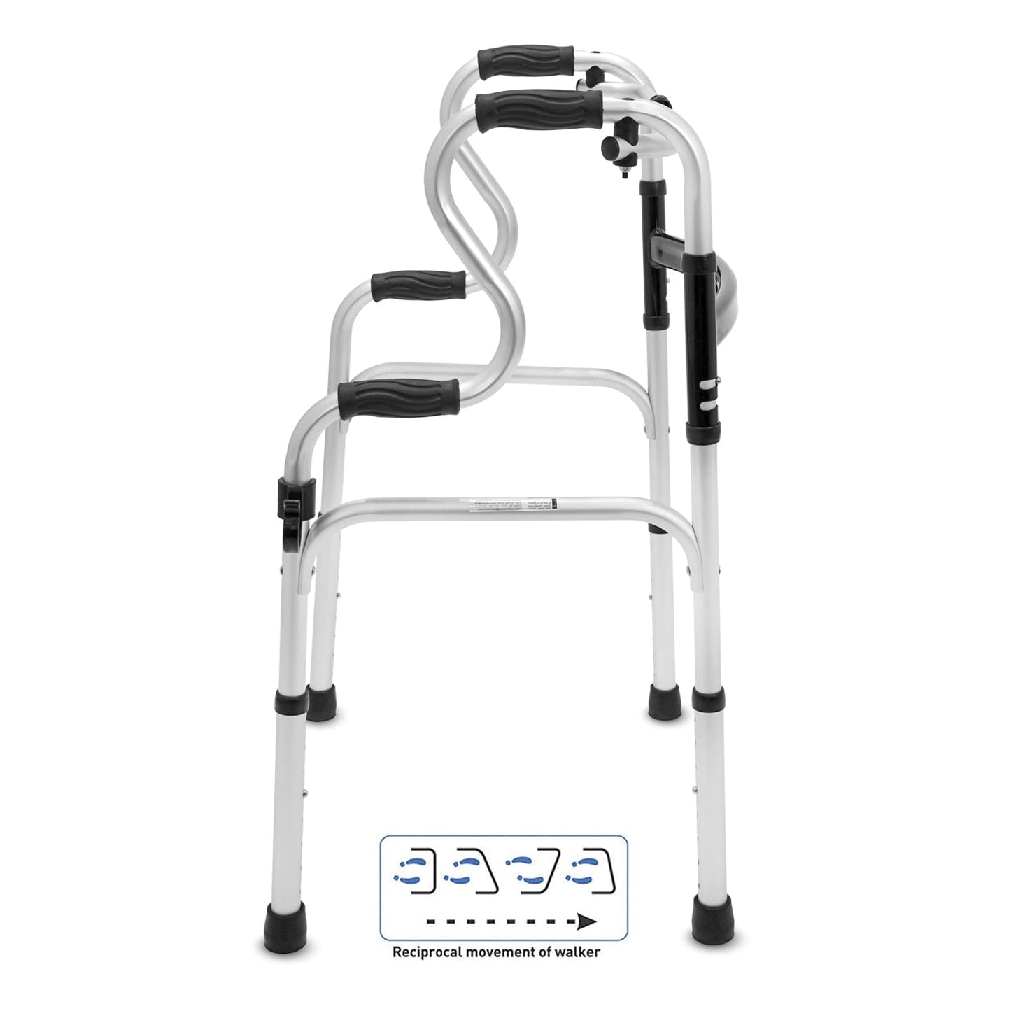 KosmoCare Premium Imported Light Weight Aluminum Height Adjustable Folding Walker 2 - Silver