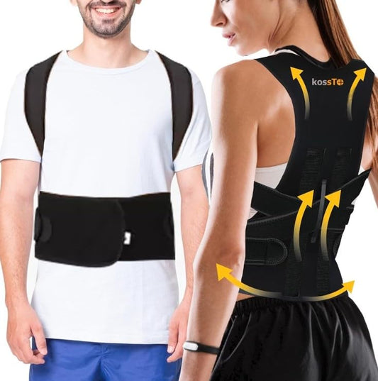 kossto Back Brace Posture Corrector for Women and Men, Shoulder Straightener, Adjustable Full Back Support, Upper and Lower Back Pain Relief (Universal Size) (Posture Corrector Belt)