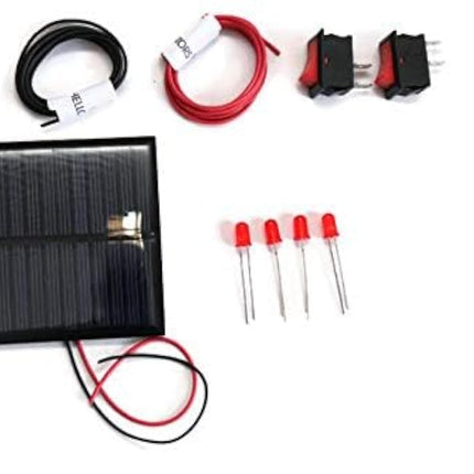 Electronic Spices Solar for DIY, Solar Panel 6v- 100 mah, 70mm*70mm*03mm, Solar Panel in Square Shape, 4 LEDs, 2 ON/Off Switch, 2 Meter Wire 