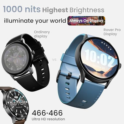 Boult Newly Launched Rover Pro Smart Watch 1.43'' AMOLED, Bluetooth Calling, IP68, Zinc Alloy Frame, 1000 Nits Brightness, AI Voice Assistant, SpO2 Monitoring, 120+ Sports Mode Smartwatch (Regal)