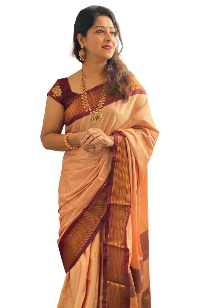 SGF11 Women's Kanjivaram Soft Lichi Silk Saree With Blouse Piece