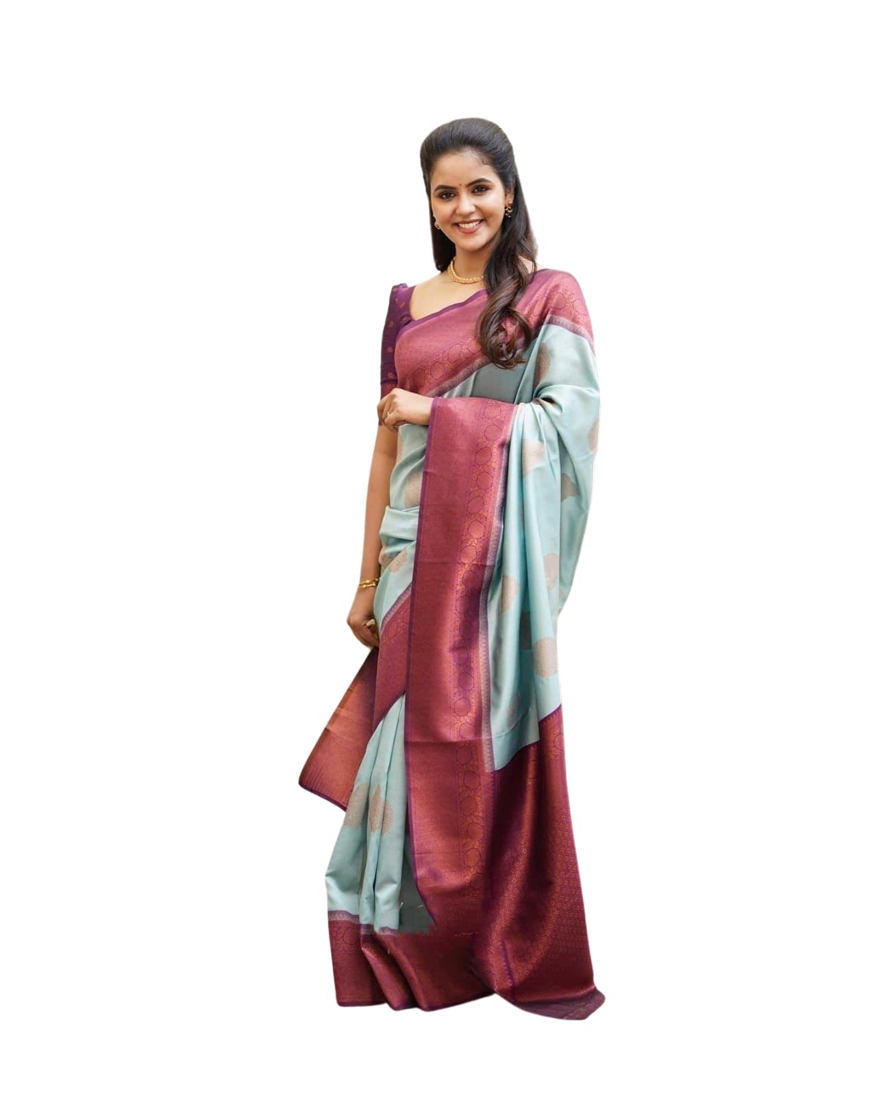 SGF11 Women's Kanjivaram Soft Lichi Silk Saree With Blouse Piece