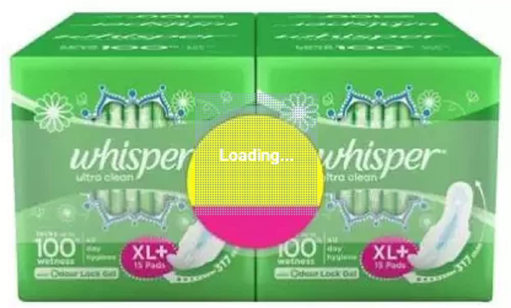 WHISPER ULTRA HYGIENE+COMFORT SANITARY PADS, 50 XL+ PADS, FOR HEAVY FLOW, LONG LASTING PROTECTION, LOCKS ODOUR & WETNESS, DRY TOP SHEET, DISPOSABLE WRAPPER