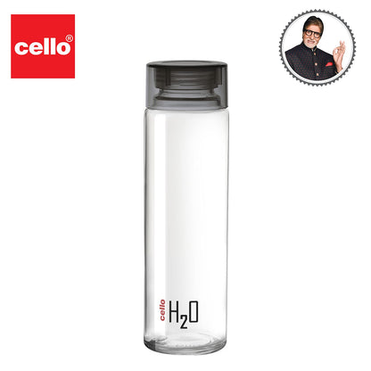 Cello H2O Glass Fridge Water Bottle with Plastic Cap | Leak Proof & Break-Proof | Wide Mouth & Easy to Clean | Best Usage for Office/School/College | 920ml | Red