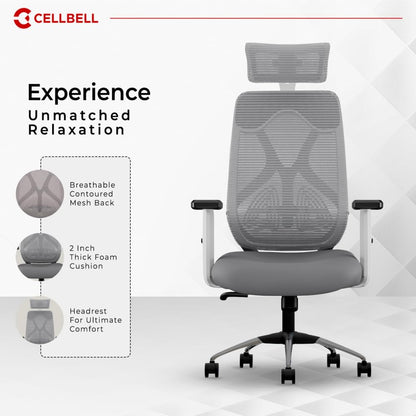 CELLBELL C190 Berlin Office Chair, High Back Mesh Ergonomic Home Office Desk Chair (Red - Black)