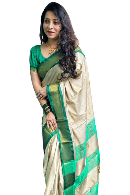 SGF11 Women's Kanjivaram Soft Lichi Silk Saree With Blouse Piece