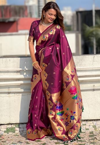 SGF11 Women's Kanjivaram Paithani Pure Soft Silk Saree For Womens With Unstitched Blouse Piece