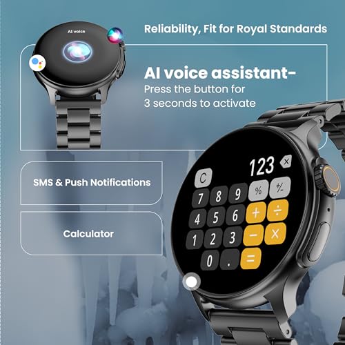 Boult Newly Launched Rover Pro Smart Watch 1.43'' AMOLED, Bluetooth Calling, IP68, Zinc Alloy Frame, 1000 Nits Brightness, AI Voice Assistant, SpO2 Monitoring, 120+ Sports Mode Smartwatch (Regal)