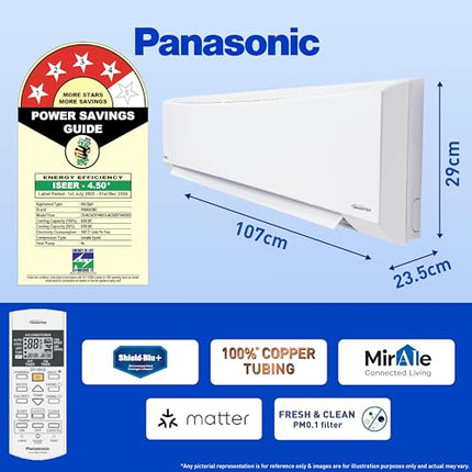 Panasonic 2 Ton 4 Star Wi-Fi Inverter Smart Split AC (Copper Condenser, 7 in 1 Convertible with True AI Mode, 4 Way Swing, PM 0.1 Air Purification Filter, CS/CU-NU24ZKY4W, 2024 Model, White) 