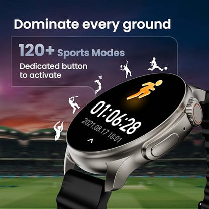 Boult Newly Launched Rover Pro Smart Watch 1.43'' AMOLED, Bluetooth Calling, IP68, Zinc Alloy Frame, 1000 Nits Brightness, AI Voice Assistant, SpO2 Monitoring, 120+ Sports Mode Smartwatch (Regal)