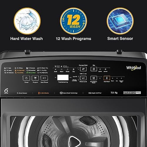 Whirlpool 7.5 Kg 5 Star Stainwash Pro Fully Automatic Top Load Washing Machine (Stainwash Pro H 7.5 Kg 5 Star with In-Built Heater) 