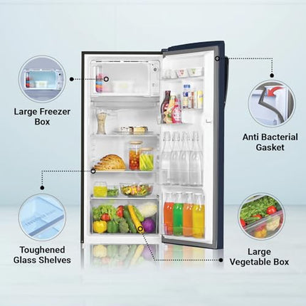 Haier 205 L, 3 Star, Direct-Cool Single Door Refrigerator (HED-213MB-N, Graphite Black, 2024 Model) 