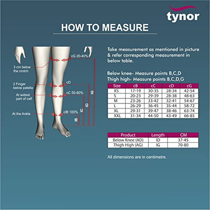 Tynor Medical Compression Stocking Thigh High Class 2 (Pair), Beige, XXL, Pack of 2