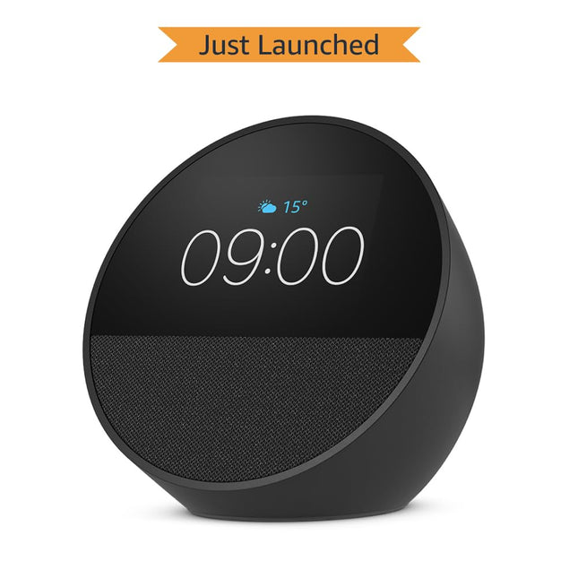 All-new Echo Spot, Smart alarm clock with vibrant sound, Alexa and Bluetooth | Black 