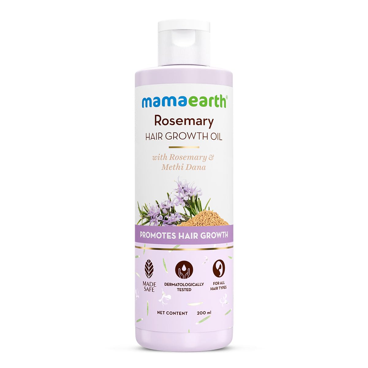 Mamaearth Rosemary Hair Growth Oil with Rosemary & Methi Dana for Promoting Hair Growth - 200 ml | Controls Hair Fall | Strengthens Hair | Stimulates New Hair Growth | Healthy Nourished Hair