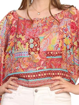 KE KANHA EXPORTS top Stylish Women Tops Multi-Neck Option-Round,v-Neck,Boat Neck Loose fit Variety of Sleeves Tops Boho Floral Western top fit to All Women Shape