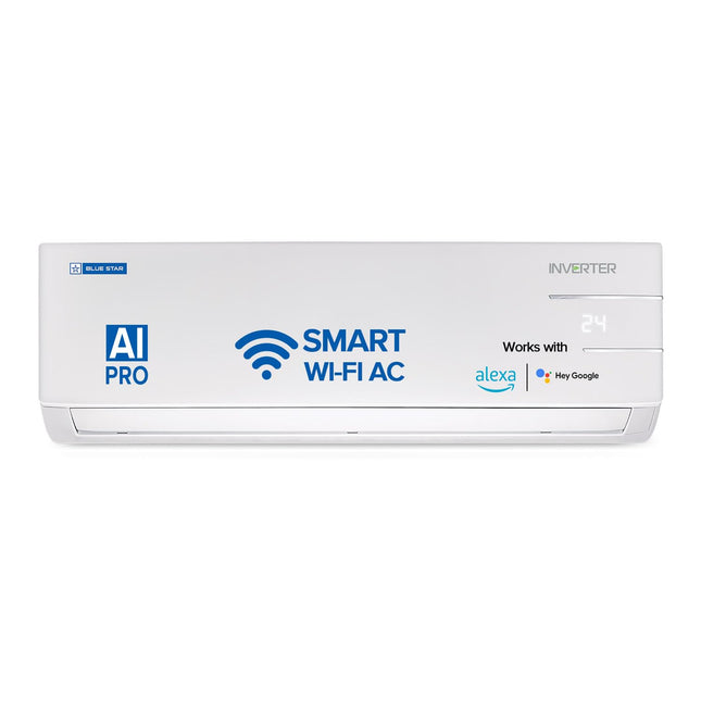 Blue Star 1.5 Ton 3 Star, 60 Months Warranty, Wi-Fi Smart Inverter Split AC (Copper, 5 in 1 Convertible Cooling, 4-Way Swing, Turbo Cool, Voice Command, IC318YNUS, 2024 Model, White) 