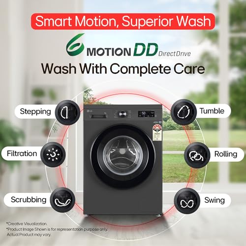 LG 9 Kg, 5 Star, AI Direct Drive Technology, Steam, 6 Motion DD & Wi-Fi Fully-Automatic Front Load Washing Machine (FHP1209Z5M, Intelligent & Convenient Fabric Care, Allergy Care, Middle Black)