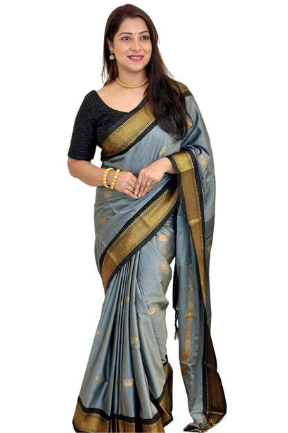 SGF11 Women's Kanjivaram Soft Lichi Silk Saree With Blouse Piece