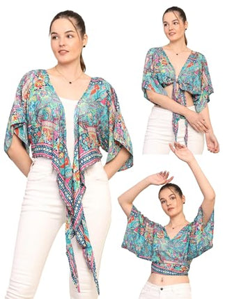 KE KANHA EXPORTS top Stylish Women Tops Multi-Neck Option-Round,v-Neck,Boat Neck Loose fit Variety of Sleeves Tops Boho Floral Western top fit to All Women Shape